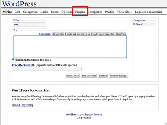 WordPress 1.2 – Mingus