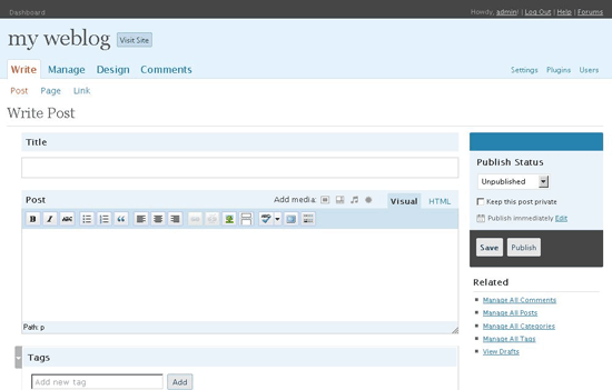 Дизайн WordPress 2.5