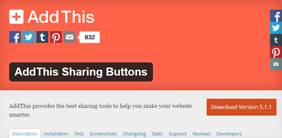 Плагин AddThis Sharing Buttons - социальные кнопки