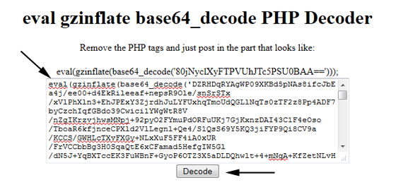 eval gzinflate base64_decode PHP Decoder