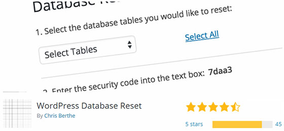 WordPress Database Reset