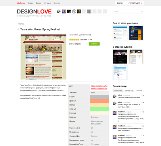 DesignLove.ru - биржа шаблонов wordpress