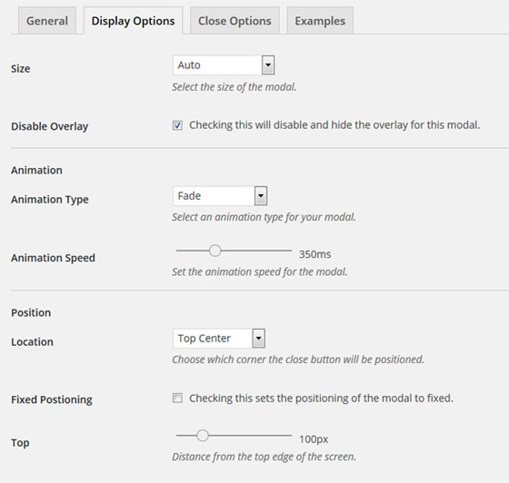 Display options. Display options