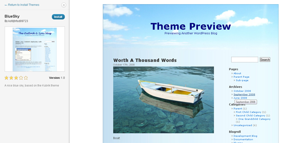 превью шаблона wordpress