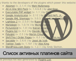 Список активных плагинов в WordPress