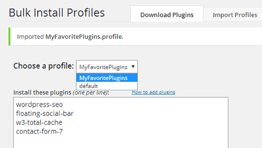 WP Install Profiles - использование профиля плагинов