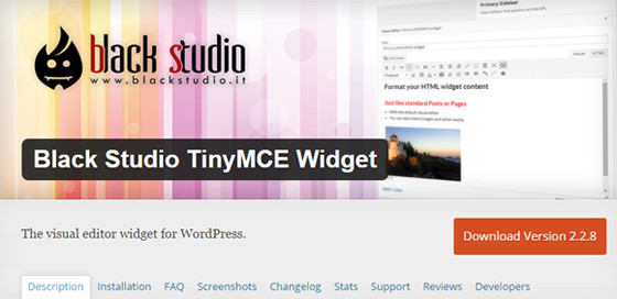 Плагин Black Studio TinyMCE Widget