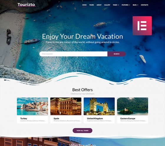 Tourizto - Travel Company Elementor
