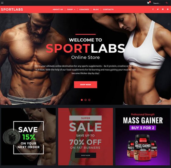 WooCommerce шаблон на тему спорт - SportLabs