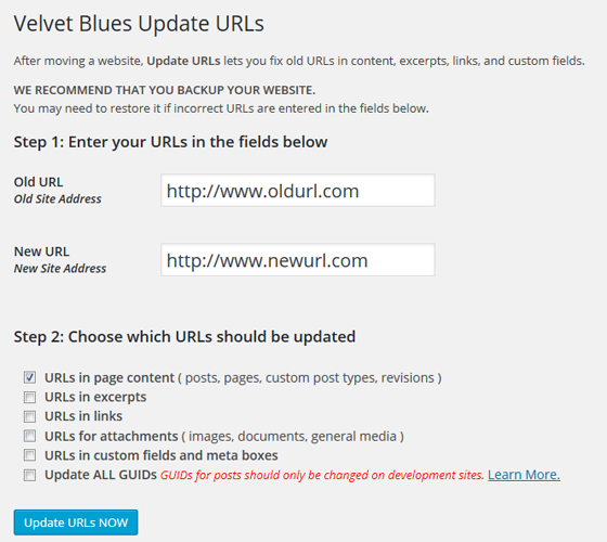 Настройки плагина Velvet Blues Update URLs 