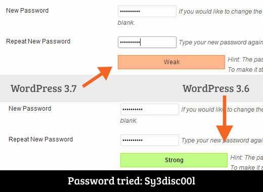 Лучшая проверка паролей в WordPress 3.7