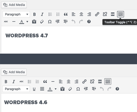 Текстовый редактор WordPress 4.7