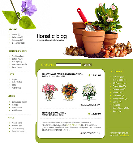шаблон Floristic blog